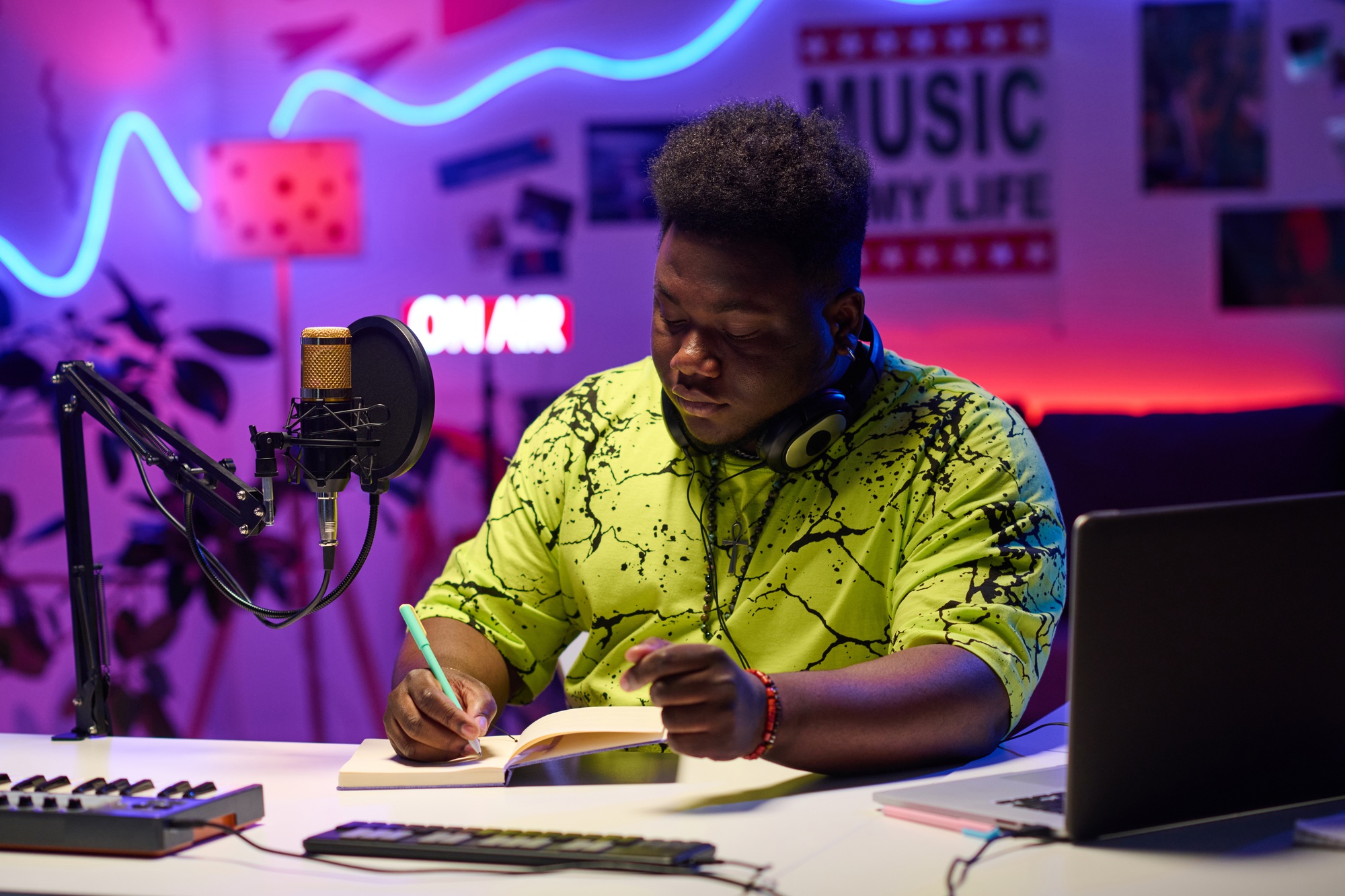 Young Black Influencer Making Notes